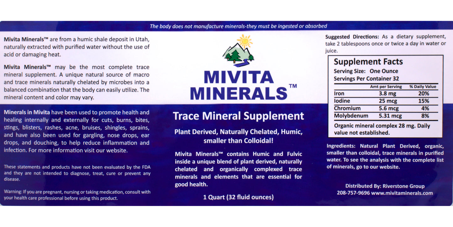 Mivita Minerals case of Quarts (12-Quarts to a case)